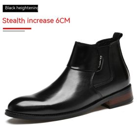 British Style Retro Chelsea Boots Men's Shoes (Option: Increasing Insole 6CM Black-37)