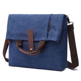 New Men's Casual Fashion Anti-theft Canvas Solid Color Single-shoulder Bag (Color: Dark Blue)