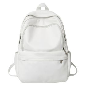 PU Leather Large Capacity College Students' Backpack (Color: White)