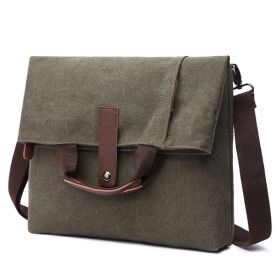 New Men's Casual Fashion Anti-theft Canvas Solid Color Single-shoulder Bag (Color: Green)