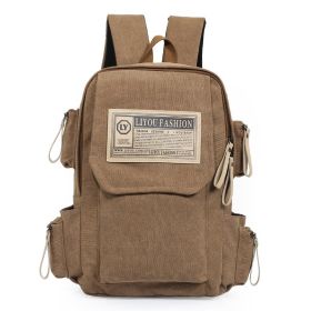 Canvas Leisure Sports Travel Backpack (Color: Brown)