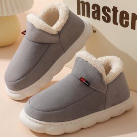 Couples Cotton Shoes Winter Wear Bag Heel Fleece-lined Indoor Warm (Option: Gray-42 To 43)