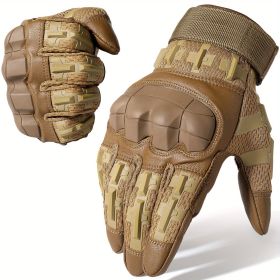 Tactical Gloves for Men - Touch Screen, Non-Slip, Full Finger Protection for Shooting, Airsoft, Military, Paintball, Motorcycle, Cycling, Hunting, Hik (Color: Brown, size: XL)