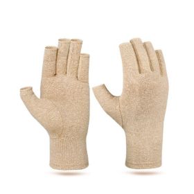 1pair Compression Arthritis Gloves Pain Relief Gloves ( Buy A Size Up ) (Color: Khaki, size: L)