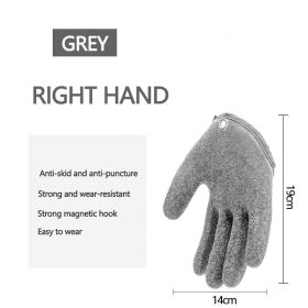 Fishing Gloves Anti-Slip Protect Hand from Puncture Scrapes Fisherman Professional Catch Fish Latex Hunting Gloves Left/Right (Ships From: CN, Color: Right Grey)