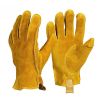 Man Work Gloves Stretchable Tough Grip Leather for Utility Construction Wood Cutting Cowhide Gardening Hunting Gloves 2010