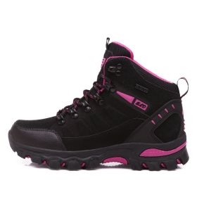 Waterproof Hiking Shoes Men Women Sneakers Mountain Climbing Shoes Outdoor Unisex Sport Hunting Boots Men Trekking Shoes (Color: black pink, size: 40)