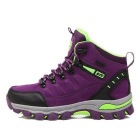 Waterproof Hiking Shoes Men Women Sneakers Mountain Climbing Shoes Outdoor Unisex Sport Hunting Boots Men Trekking Shoes (Color: Purple, size: 37)