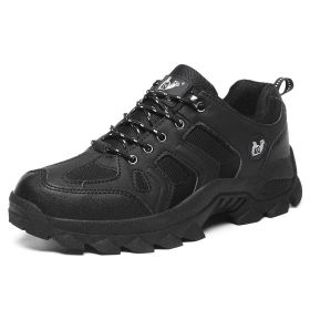 Waterproof Mens Hiking Sneakers Mountain Climbing Shoes Men Outdoor Trekking Sport Shoes Men Non-Slip Hunting Trekking Boots (Color: Black, size: 44)