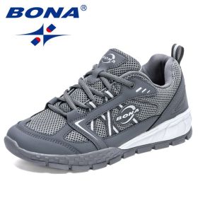 BONA 2022 New Designers Hiking Shoes Leather Wear-resistant Shoe Men Sports Trekking Walking Hunting Jogging Sneakers Mansculino (Color: Dark grey S gray, size: 10)