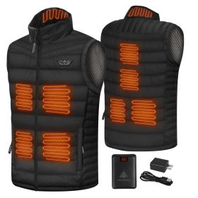 5 Pockets Women's Heated Vest with Battery Pack, Lightweight Down Rechargeable Electric Heated Apparel with 9 Heating Panels Black (size: S)