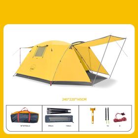 Four Person Outdoor Camping Space Folding And Thickening Tent Rain And Sun Proof Outdoor (Option: Yellow-Tent)