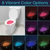 1pc Motion Activated Toilet Night Light; 8 LED Vibrant Color Options; Flexible Sizing For Standard Or Elongated Toilet Bathroom; Outdoor Travel Access