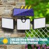 230 LED Ultra Bright Solar Wall Lights; Waterproof Rotatable Motion Sensor Light For Outdoor Porch Yard Wall