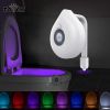 1pc Motion Activated Toilet Night Light; 8 LED Vibrant Color Options; Flexible Sizing For Standard Or Elongated Toilet Bathroom; Outdoor Travel Access