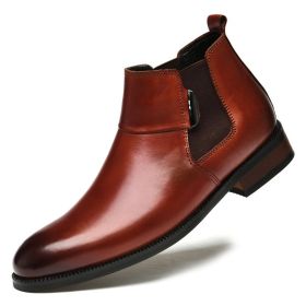 British Style Retro Chelsea Boots Men's Shoes (Option: Brown Thin Shoes-37)