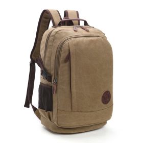 Wear-resistant Washed Canvas Men's And Women's Backpacks Street Casual Fashion Large Capacity Multifunctional (Color: Khaki)