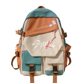 Stitching Contrast Color Double-shoulder Travel Schoolbag (Option: Green 1-42X31X14cm)