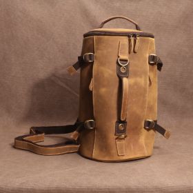 Crazy Horse Leather Men's Genuine Leather Backpack Large Capacity (Option: Brown Horse Leather)