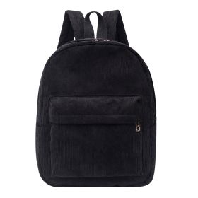 Large Capacity Multi-purpose College Style New Corduroy Front Pocket Unisex Backpack (Option: Black-19 Inch)