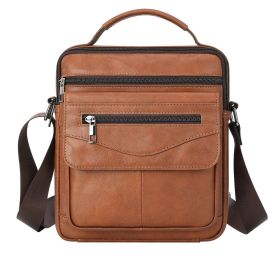 Men's Shoulder Bag First Layer Cowhide (Color: Brown)