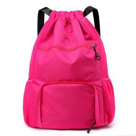 New Large Capacity Outdoor Drawstring Bag Backpack (Option: Rose Red-48)