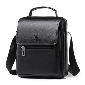 Retro Casual Waterproof Large Capacity Crossbody Business Shoulder Bag (Color: Black)